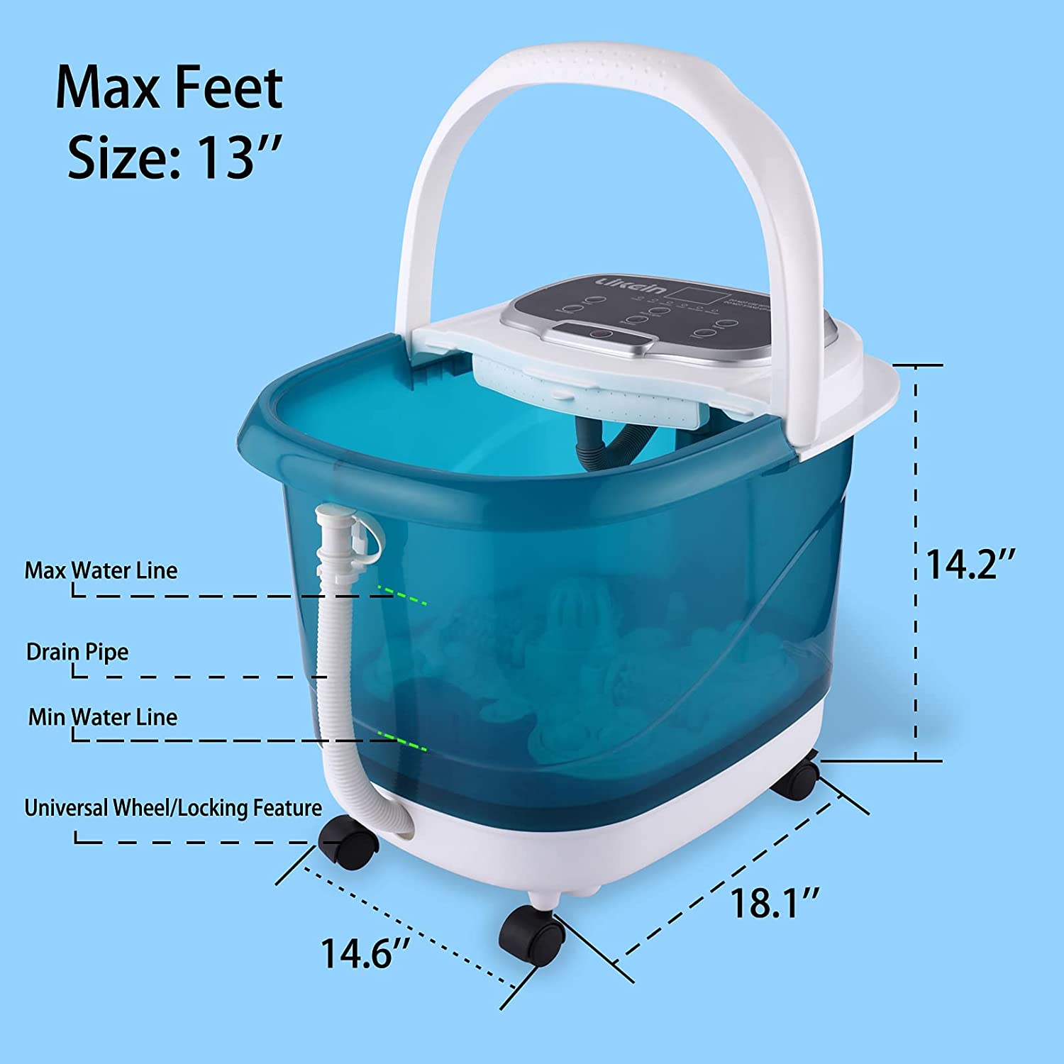 Foot Spa Bath Massager with Heat, Adjustable Water Jets, Motorized Shiatsu Massage Balls & 2 Maize Rollers - HairMoment™