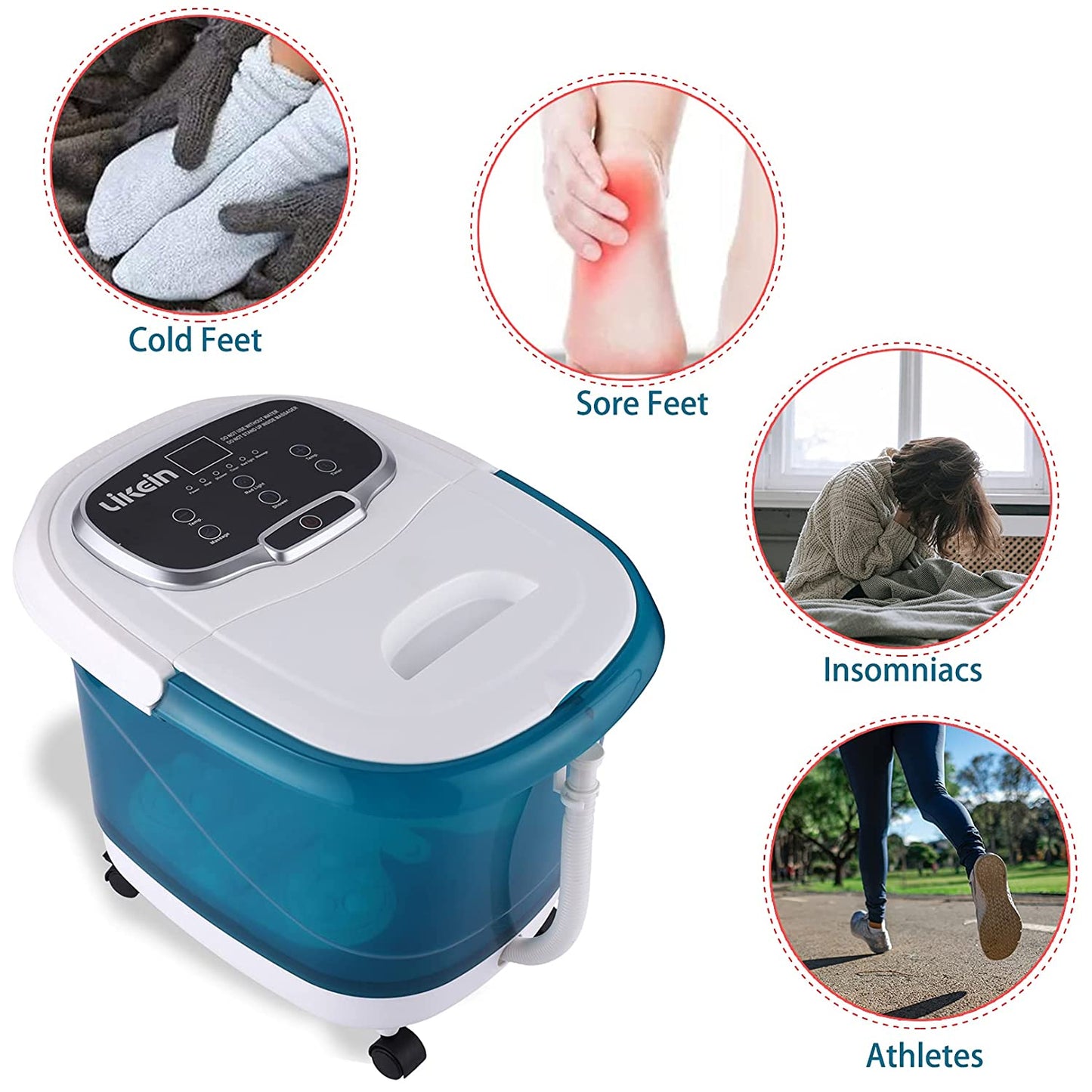 Foot Spa Bath Massager with Heat, Adjustable Water Jets, Motorized Shiatsu Massage Balls & 2 Maize Rollers - HairMoment™