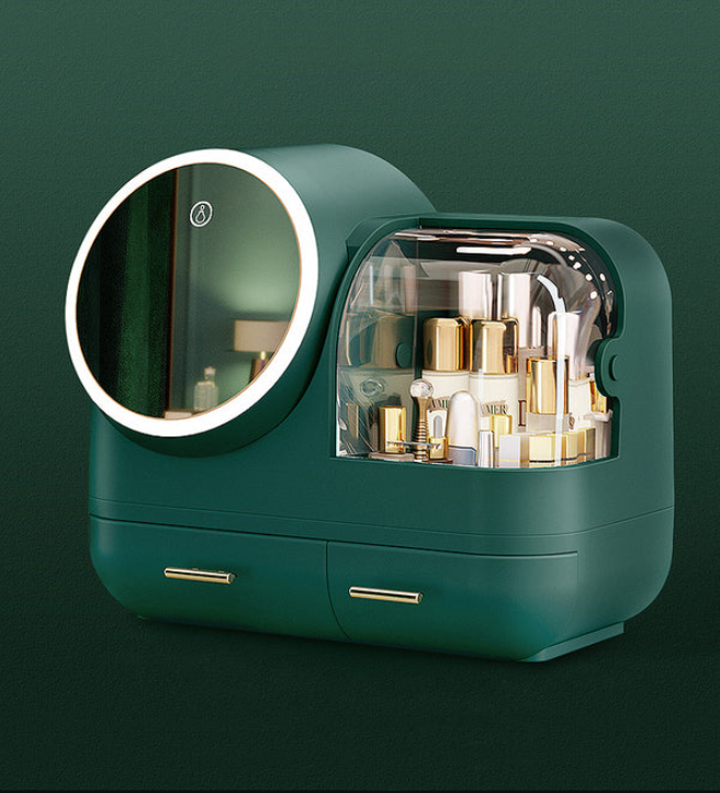 Makeup Storage Organizer Box with Led Lighted Mirror - HairMomentā¢