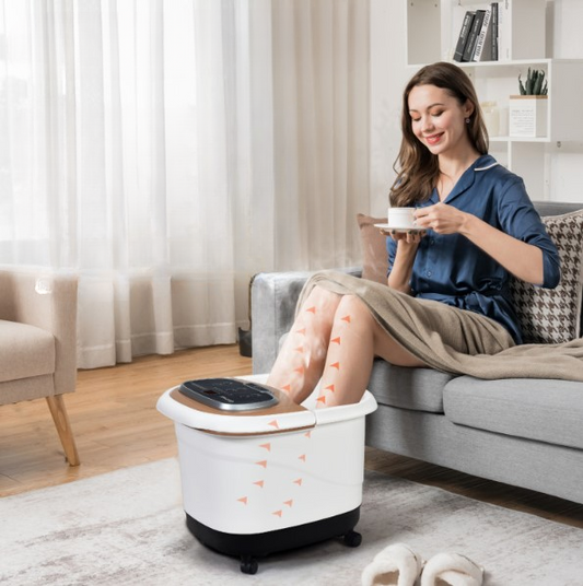 Foot Spa Bath Massager with Heat, Adjustable Water Jets, Motorized Shiatsu Massage Balls & 2 Maize Rollers - HairMoment™