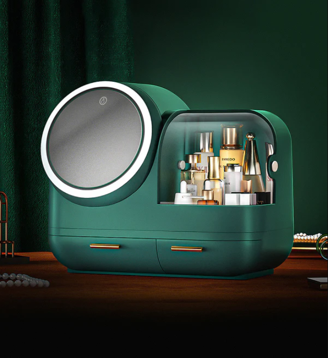 Makeup Storage Organizer Box with Led Lighted Mirror - HairMoment™