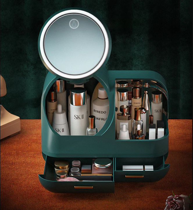 Makeup Storage Organizer Box with Led Lighted Mirror - HairMoment™