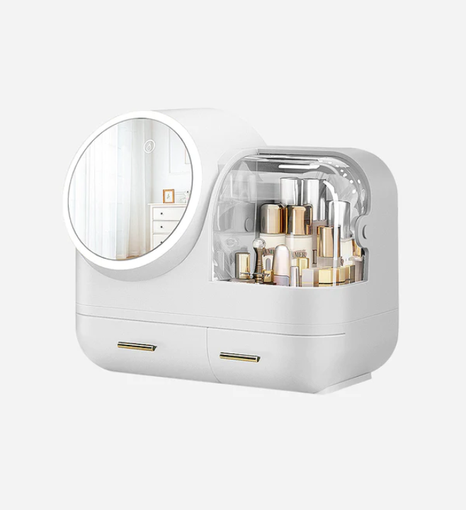 Makeup Storage Organizer Box with Led Lighted Mirror - HairMoment™