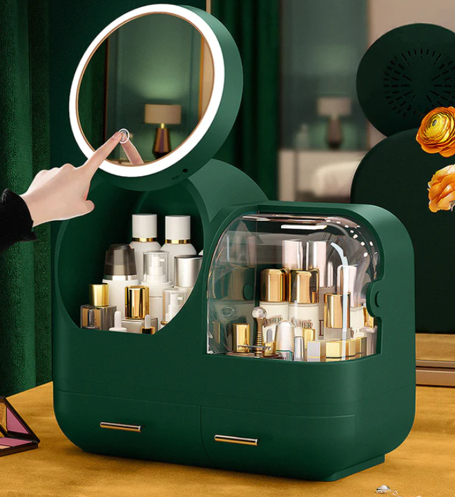 Makeup Storage Organizer Box with Led Lighted Mirror - HairMoment™